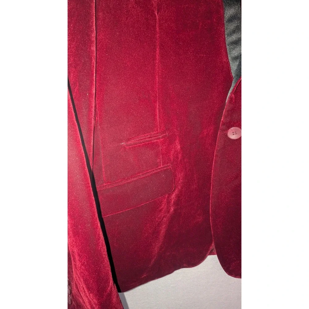 Suslo Couture Mens Burgundy Velvet Blazer Slim Fit Dinner Jacket XXL 46 VS1602-4